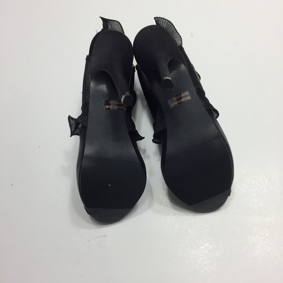 WILD ROSE Heels Stiletto Shoe 7 Black Ruffle Urban - Picture 3 of 8